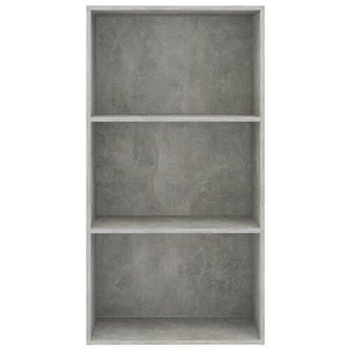 Bogreol med 3 hylder 60x30x114 cm konstrueret træ betongrå