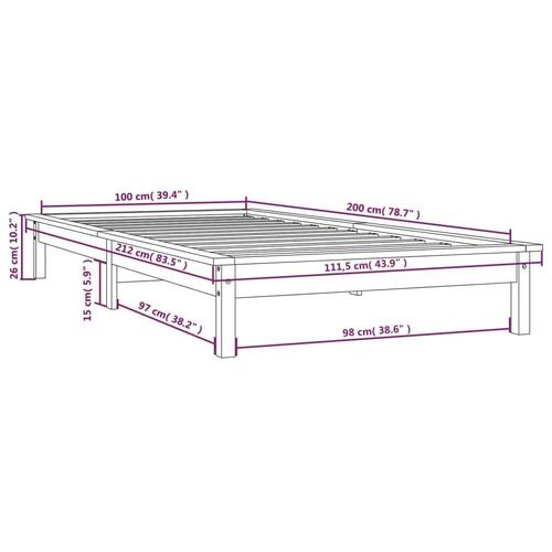 Sengeramme 100x200 cm massivt fyrretræ grå