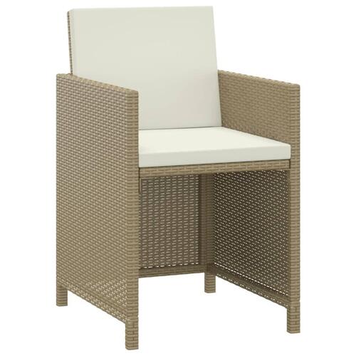 Spisebordssæt til haven 3 dele med hynder polyrattan beige