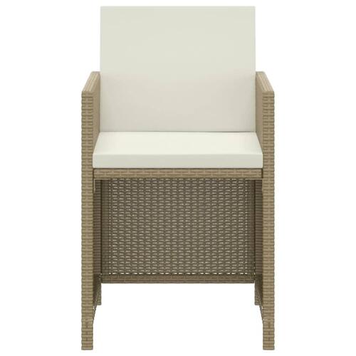 Spisebordssæt til haven 3 dele med hynder polyrattan beige