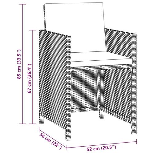 Spisebordssæt til haven 3 dele med hynder polyrattan beige