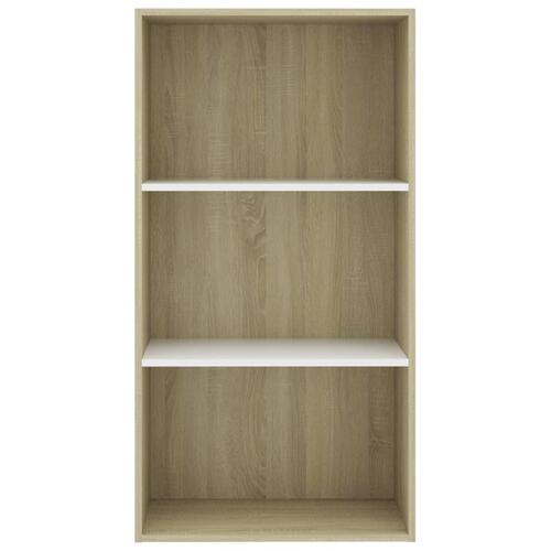 Bogreol med 3 hylder 60x30x114 cm konstrueret træ hvid og eg