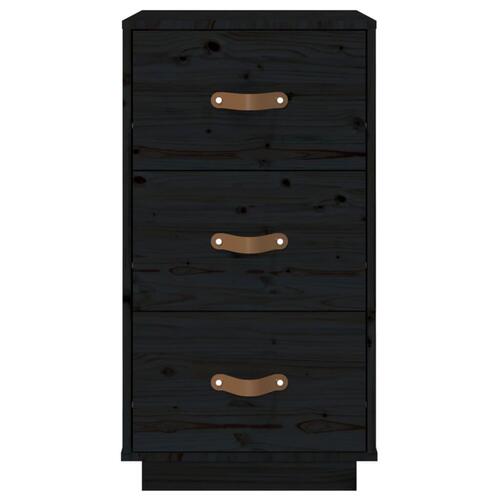 Sengebord 40x40x75 cm massivt fyrretræ sort