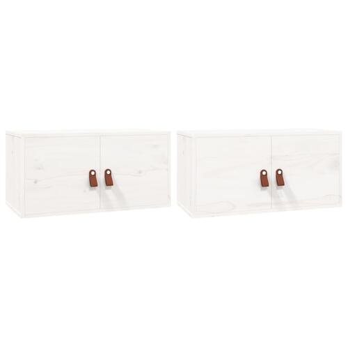 Vægskabe 2 stk. 60x30x30 cm massivt fyrretræ hvid
