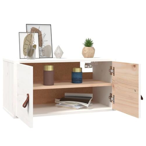 Vægskabe 2 stk. 60x30x30 cm massivt fyrretræ hvid
