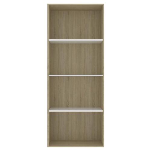 Bogreol med 4 hylder 60x30x151,5 cm konstrueret træ hvid og eg