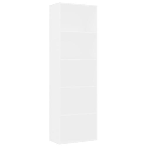 Bogreol med 5 hylder 60x30x189 cm konstrueret træ hvid