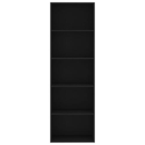 Bogreol med 5 hylder 60x30x189 cm konstrueret træ sort