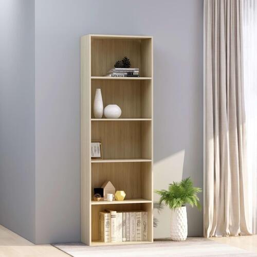 Bogreol med 5 hylder 60x30x189 cm konstrueret træ sonoma-eg