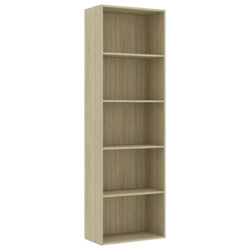 Bogreol med 5 hylder 60x30x189 cm konstrueret træ sonoma-eg