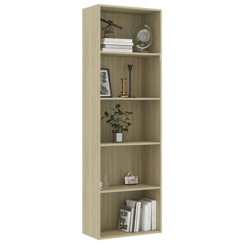 Bogreol med 5 hylder 60x30x189 cm konstrueret træ sonoma-eg