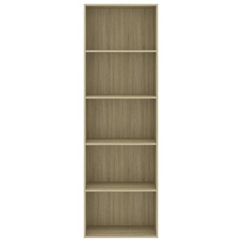 Bogreol med 5 hylder 60x30x189 cm konstrueret træ sonoma-eg