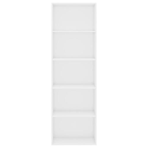 Bogreol med 5 hylder 60 x 30 x 189 cm spånplade hvid højglans