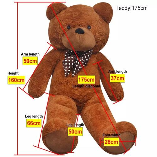 Blød plysbamse XXL 160 cm brun