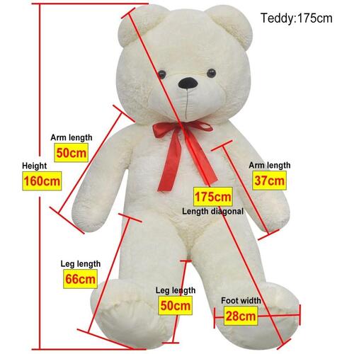 Blød plysbamse XXL 160 cm hvid
