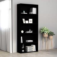 Bogreol med 5 hylder 80x30x189 cm konstrueret træ sort