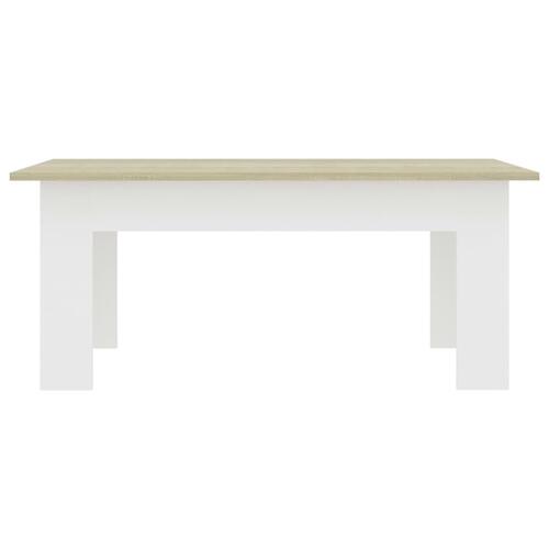 Sofabord 100x60x42 cm konstrueret træ hvid og sonoma-eg