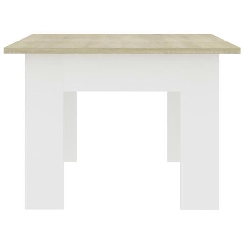 Sofabord 100x60x42 cm konstrueret træ hvid og sonoma-eg