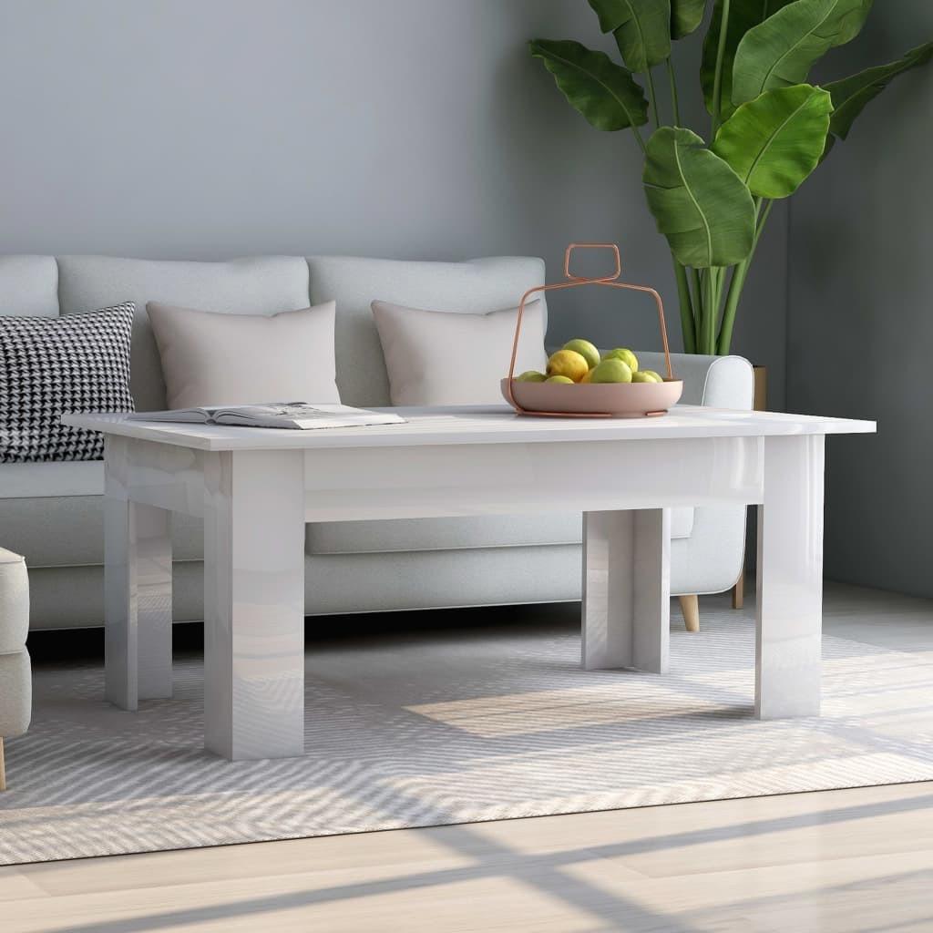 Sofabord 100x60x42 cm konstrueret træ hvid højglans