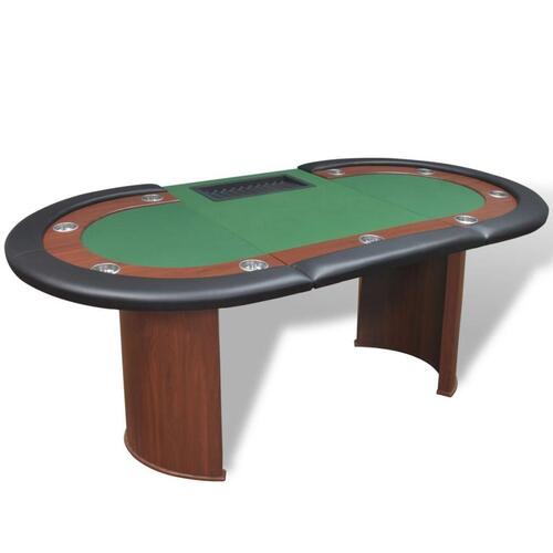 10 pers. pokerbord med dealerområde og jetonholder grøn