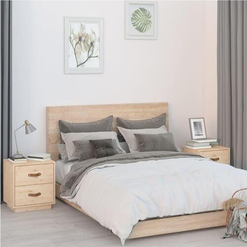 Sengeborde 2 stk. 40x34x45 cm massivt fyrretræ