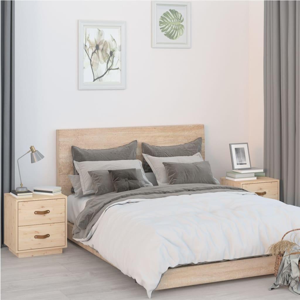 Sengeborde 2 stk. 40x34x45 cm massivt fyrretræ