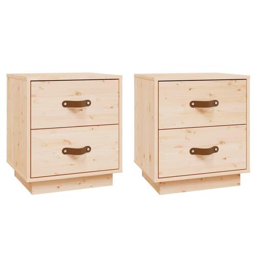 Sengeborde 2 stk. 40x34x45 cm massivt fyrretræ
