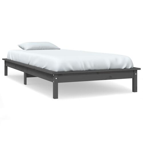 Sengeramme 90x200 cm massivt fyrretræ grå