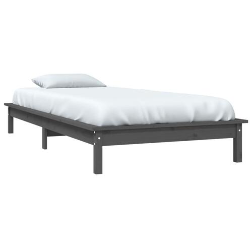 Sengeramme 90x200 cm massivt fyrretræ grå
