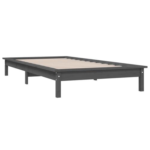 Sengeramme 90x200 cm massivt fyrretræ grå
