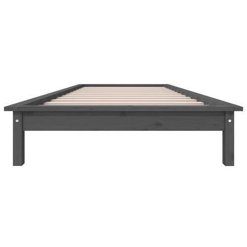 Sengeramme 90x200 cm massivt fyrretræ grå