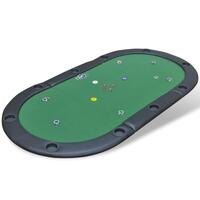 10 pers. pokerbord bordplade foldbar grøn