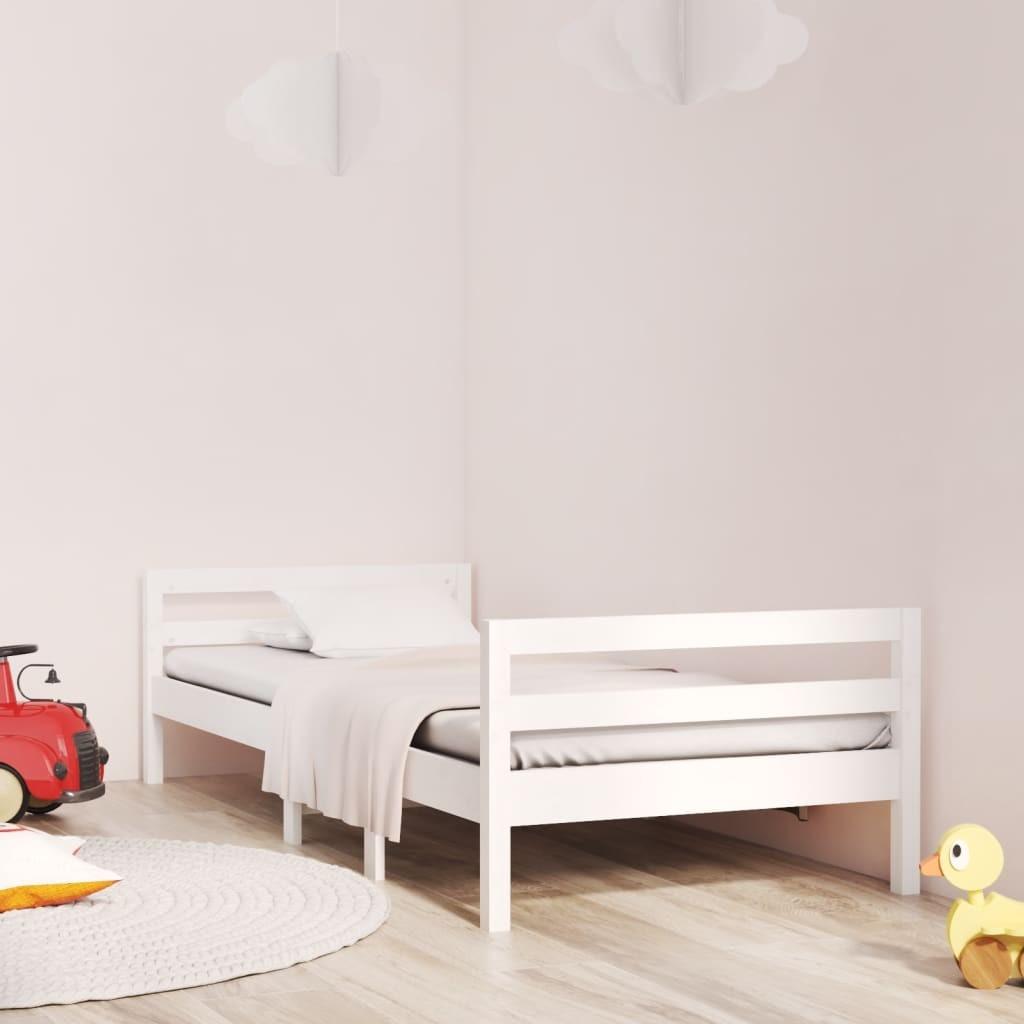 Sengeramme 90x200 cm massivt fyrretræ hvid