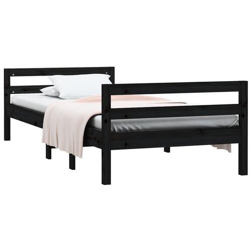 Sengeramme 90x200 cm massivt fyrretræ sort