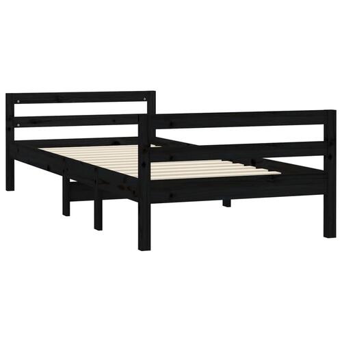 Sengeramme 90x200 cm massivt fyrretræ sort