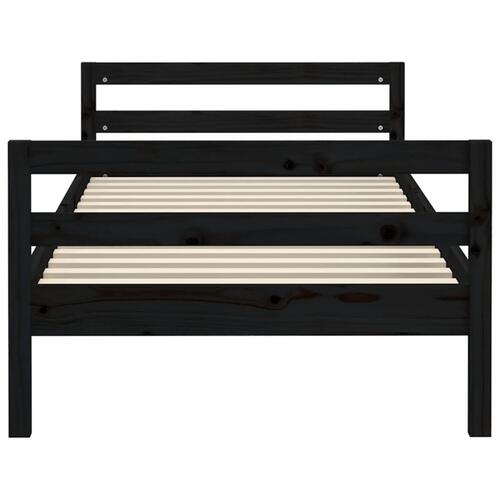 Sengeramme 90x200 cm massivt fyrretræ sort