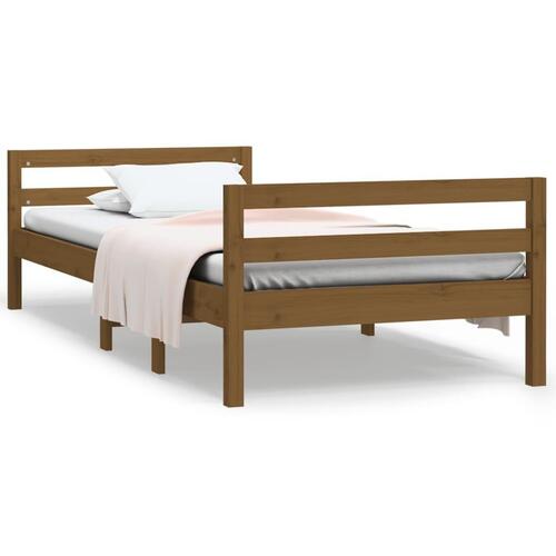 Sengestel 80x200 cm massivt fyrretræ gyldenbrun
