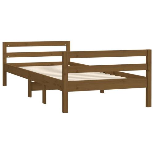 Sengestel 80x200 cm massivt fyrretræ gyldenbrun