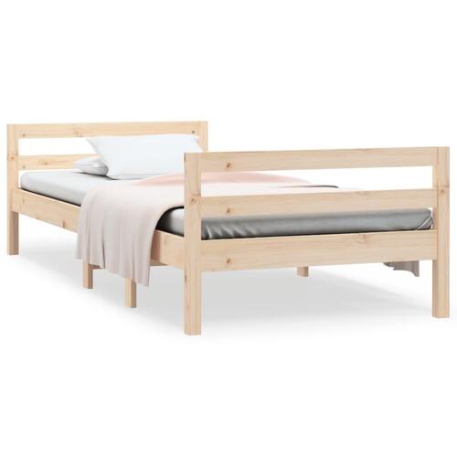 Sengestel 90x190 cm massivt fyrretræ grå