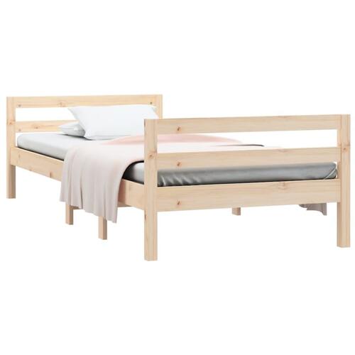 Sengestel 90x190 cm massivt fyrretræ grå