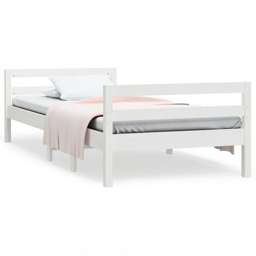 Sengestel 90x190 cm massivt fyrretræ hvid