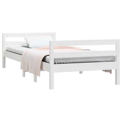 Sengestel 90x190 cm massivt fyrretræ hvid