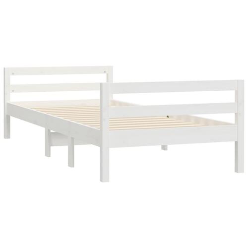 Sengestel 90x190 cm massivt fyrretræ hvid
