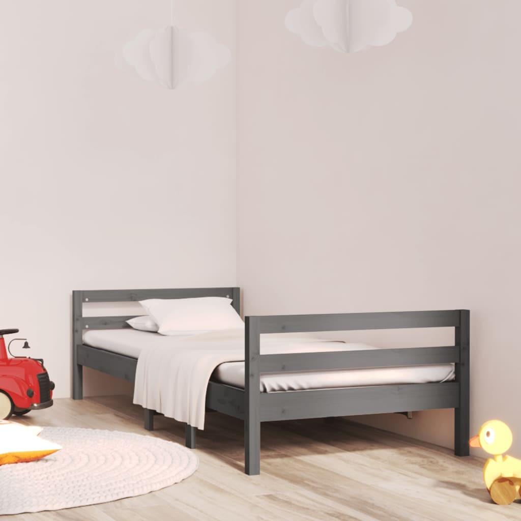 Sengeramme 90x190 cm massivt fyrretræ grå