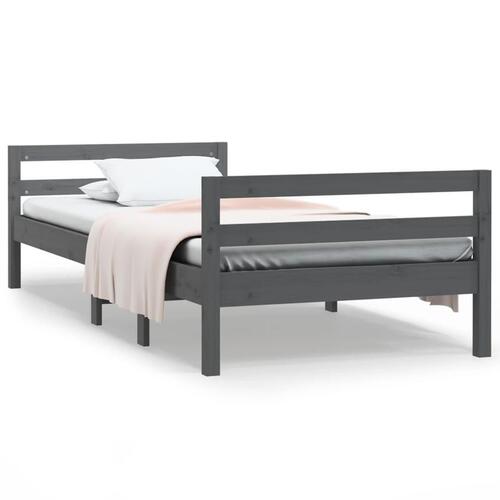 Sengeramme 90x190 cm massivt fyrretræ grå