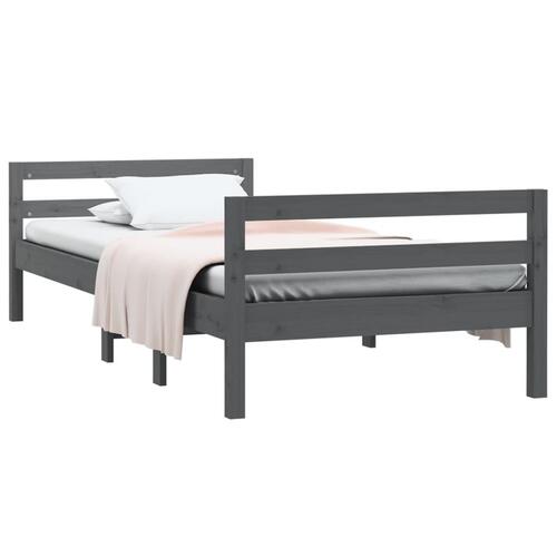 Sengeramme 90x190 cm massivt fyrretræ grå