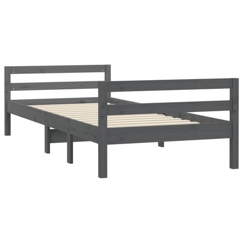 Sengeramme 90x190 cm massivt fyrretræ grå