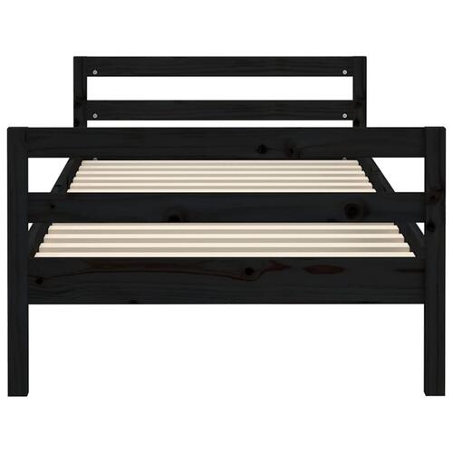 Sengestel 90x190 cm massivt fyrretræ sort