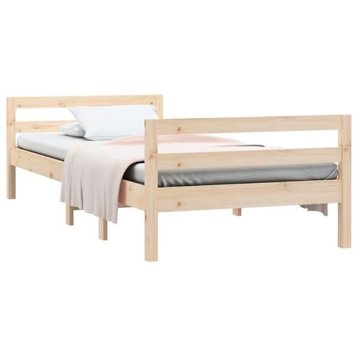 Sengestel 75x190 cm massivt fyrretræ sort