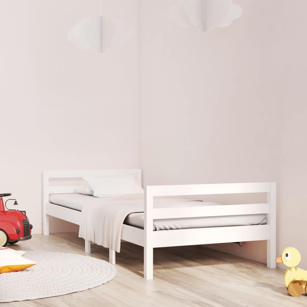 Sengestel 75x190 cm massivt fyrretræ hvid
